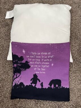 Purple Winnie The Pooh Quote Throw Pillow and cover brand new
